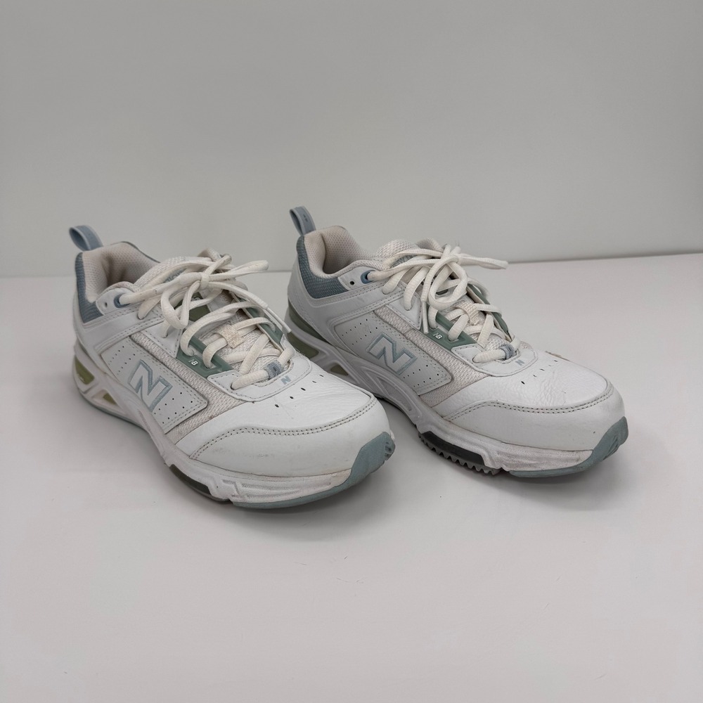 New Balance 855 Women's 8 Roll Bar White Blue Leather Walking Shoes
